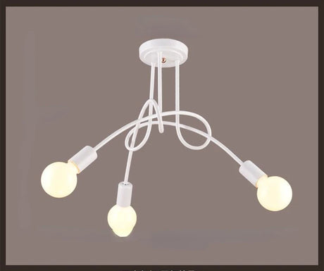 American Retro Ceiling Light Wrought Iron LED E27 Chandelier Black and White Lamp Living Room Decoration Home Lighting Fixture