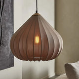 French Minimalist Onion-Shape Fabric Pendant Light - Wabi-Sabi Cloth Shade Ceiling Lamp Fixture for Living Room, Bedroom, Cafe & Kitchen