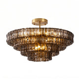 Italian Murano Glass Ceiling Chandelier Light - Handcrafted Luxury Flush Mount Pendant Fixture for Living Room, Bedroom & Restaurant Decor