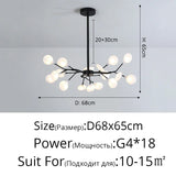 Modern Firefly LED Chandelier Black Gold for Living Room Bedroom Hall Home Decor Indoor Lighting Minimalist Ceiling Pendant Lamp