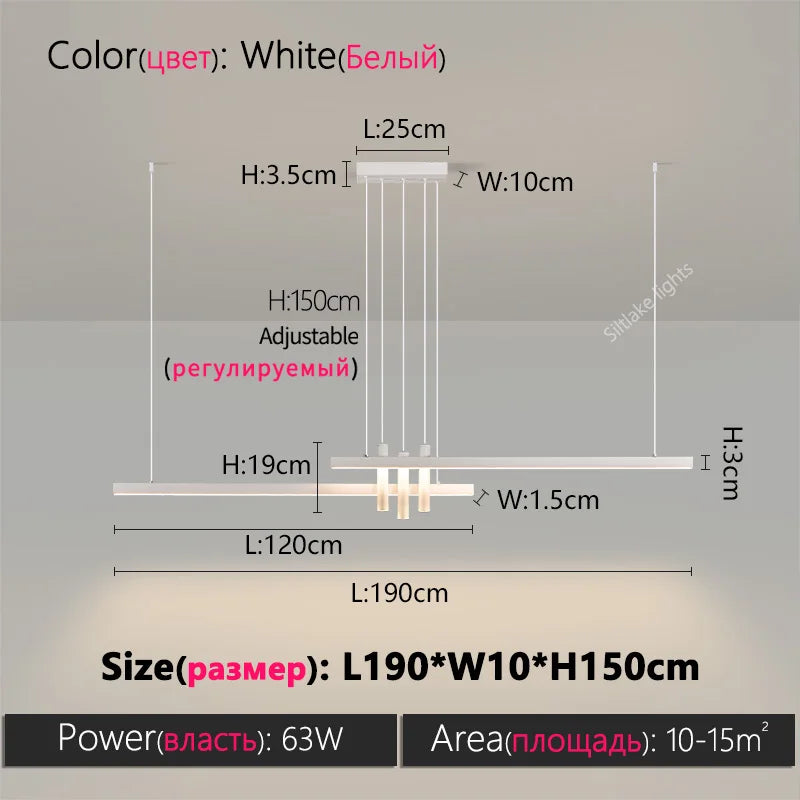 Modern LED Strip Pendant Light - Designer Hanging Lamp with Memory Function