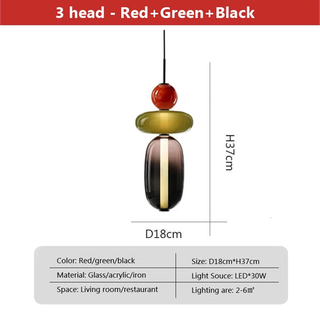 Nordic Creative Designer Art Style Colored Glass LED Pendent Lamp Restaurant Cafe's Exhibition Hall Home Decoration Light Fixture