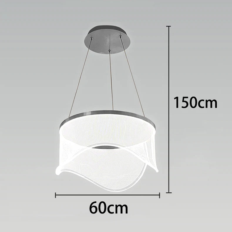 Medieval Bauhaus Luxury Fiberglass Paper Scarf Shape Wedge LED Pendant Light Lustre Lamps for Living Room Decoration Chandeliers