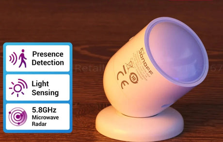 Human Presence Sensor SNZB-06P Microwave Radar Presence Detection Light Sensing Works with Alexa for Smart Home