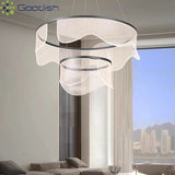 Medieval Bauhaus Luxury Fiberglass Paper Scarf Shape Wedge LED Pendant Light Lustre Lamps for Living Room Decoration Chandeliers