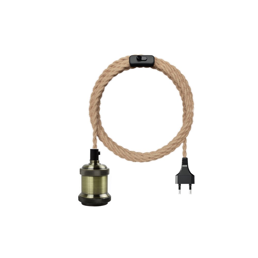 Power Cord Pendant Light Twist Hemp Rope Cables E26 E27 Lamp Holder EU Plug with Switch Wire Edison Bulb Socket Cord Cable