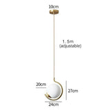 Gold/Black Glass Ball Pendant Lights White Globe Hanging Lamps Bar Restaurant Deco Luminaire Bedroom Light LED Pendant Lamp