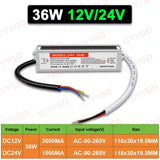 12W 24W 36W 60W IP68 Waterproof Power Supply Transformer For Outdoor Lighting, AC90-265V to 12V/24V Waterproof LED Driver