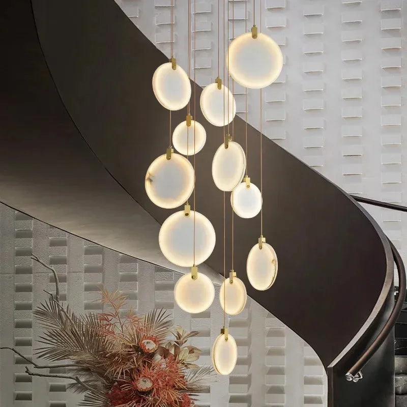 Nordic LED Marble Ceiling Chandelier Ceiling Lamps Pendant Lights for Attic Lobby Lighting Living Room Staircase  Home Decor