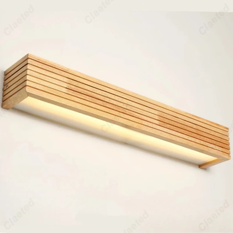 Modern LED Solid Wood Wall Lamp Modern and Simple Nordic Bedroom Bedside Lights Corridor Household Lighting Fixture