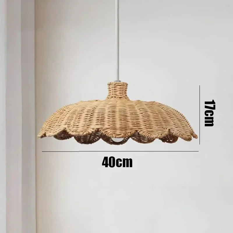 Japanese Wabi-Sabi Natural Rattan Chandelier - Hand-Woven Basket Pendant Light Fixture for Living Room, Hotel, Restaurant & Shop Mood Decor