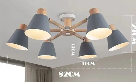 Modern solid wood living room pendant lamp E27 ceiling lamp bedroom ceiling pendant lamp hotel restaurant interior lighting bulb