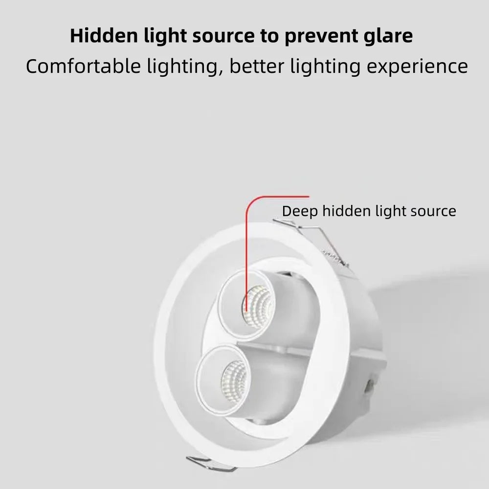 LED embedded twin tube spotlight borderless interior decoration lighting room ceiling light