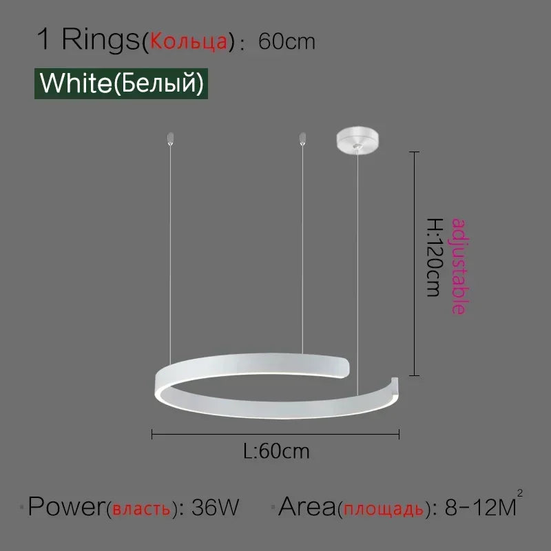 Nordic Designer Round LED Pendant Light - Modern Chandelier for Dining Room