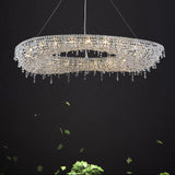 2025 Modern Luxury Round Oval Crystal Chandelier For Living Dining Room Chrome Luster LED Pendant Lights Hotel Duplex Villa Lamp