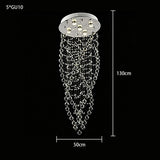 Elegant Multi Strand Waterfall Crystal Ceiling Lamp Long Vertical Crystal Chain Flush Mount Light For Large Living Room Stairwel
