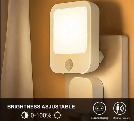Night Light Motion Sensor With LED Light EU Plug Lamps Children Night Light Wireless Night Lamp For Bedside Table Bedroom