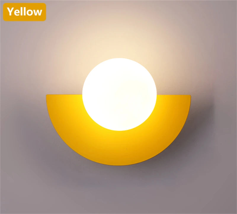 Background Home Decoration Wall Lamps Plastic Ball Lampshade G9 Bulb Round Sconce Light LED Bedroom Corridor Night Sconce Lustre