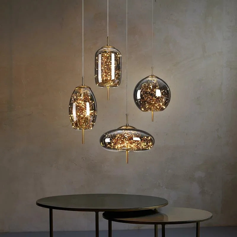 Nordic Luxury Creative Pendant Light Art Glass Minimalist Dining Table Lamp Bar Counter Influencer Bedside Dining Room Lighting