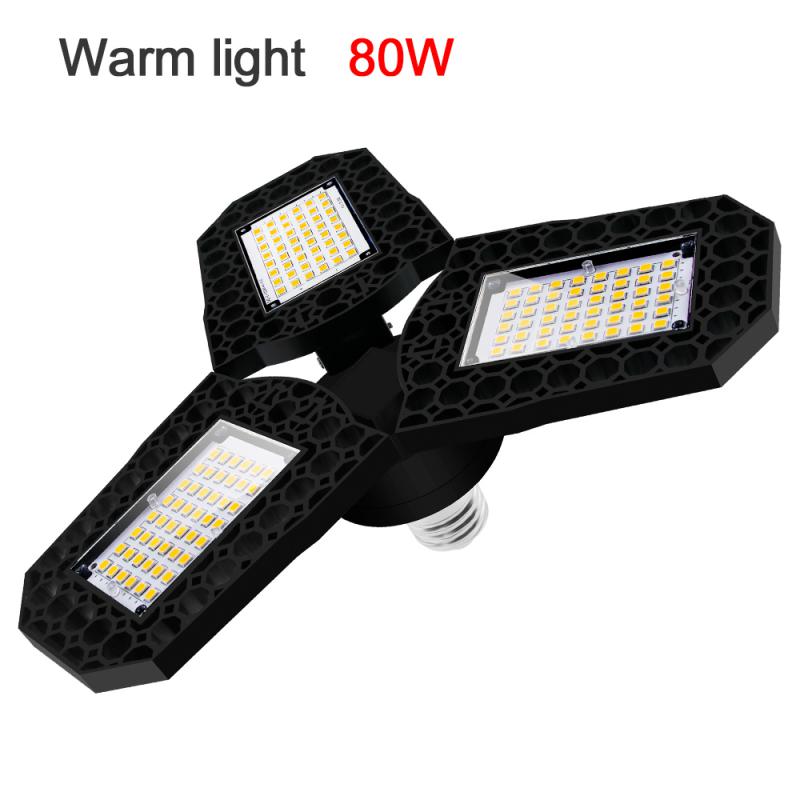 Deformable Bulb Industrial Lighting 3 Panels Ceiling Light 3000k/6000k Adjustable 40/60/80w Led Garage Light Workshop Lighting