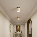 Yellow Travertine LED Ceiling Lamp Japanese Wooden Downlight round Wood Light for Living Room Corridor Porch Balcony