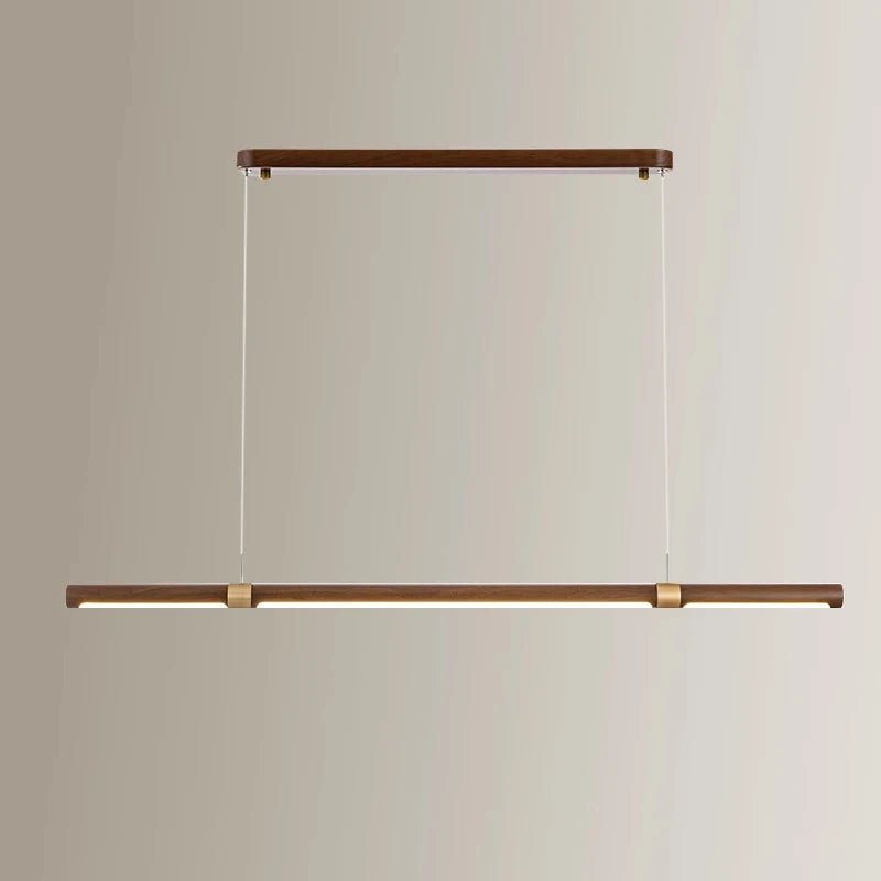 Wooden Long Chandelier Dining Table Decoration Hanging Lighting For Ceiling Dining Room  Pendant Lamp Copper Walnut  Led Ligh