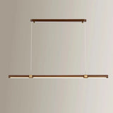Wooden Long Chandelier Dining Table Decoration Hanging Lighting For Ceiling Dining Room  Pendant Lamp Copper Walnut  Led Ligh