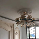 Large Blue Ceramic Chandelier Modern Crystal Glass Fixture Dining Room Contemporary Chandelier For Living Room Home Lighting
