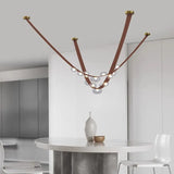 Italian Designer Loft Chandelier Leather Hanging Pandent Light  Suspension Lamp for Living Room Hotel Duplex Staircase