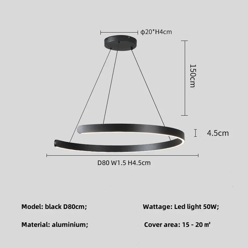 Modern Salon Design Ring Ceiling Chandelier Dining Room Pendant Lamp Bedroom Home LED Lighting Fixtures