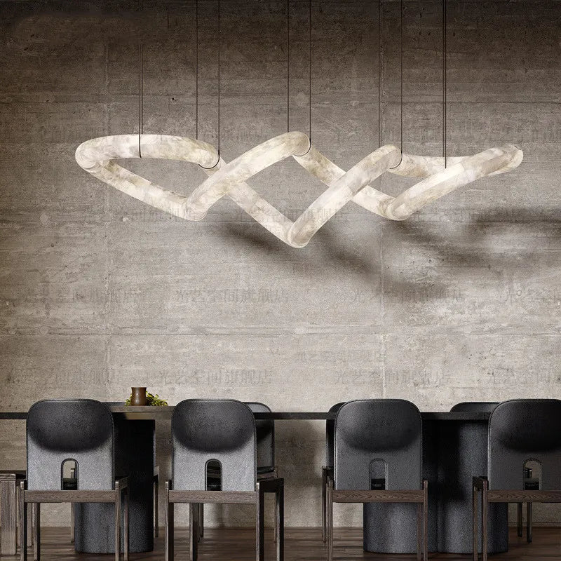 Dining Room Alabaster Chandelier Spanish Marble Ceiling Pendant Lights For Kitchen Living Room Loft Desiginer Marble Chandeliers