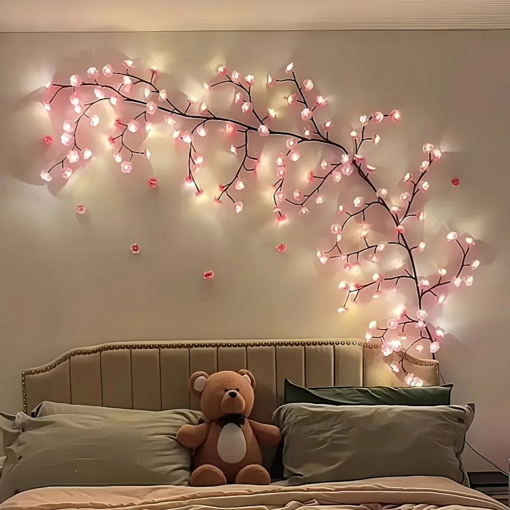 USB Cherry Blossom String Light with 8 Modes - Artificial Flower Vine Fairy Lights
