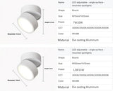 Ultra thin Surface Mounted Rotating Anti Glare Dimmable LED Downlight AC85-290V Ceiling Spotlight Lamp Indoor Lighting