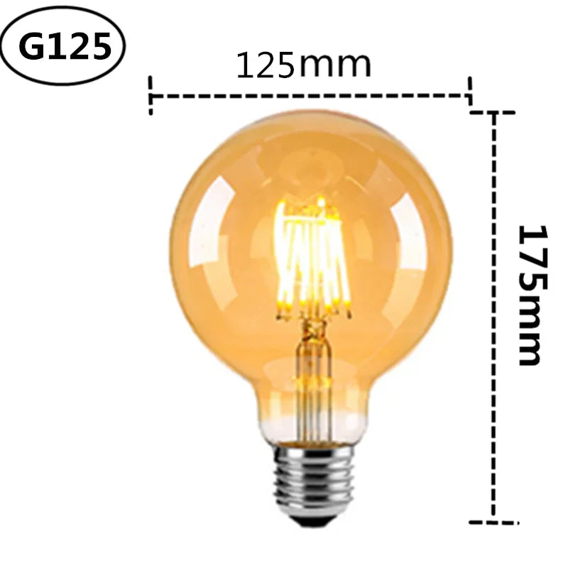 Edison Light Bulb T45 ST64 G80 G95 G125 4W 6W 8W 220V 110V Filament LED Bulb Retro E27 Warm Yellow Living Room and Bedroom Light
