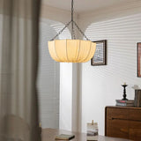 Japanese Fabric Chandelier - Retro Iron Chain Pendant Light for Living Room