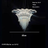 Petal Glass Flower Pendant Ceiling Lamp Minimalist Art Crystal Fringe Lamp for Living Room Staircase Villa Foyer Decor Lamp