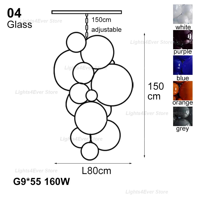 2025 New Trend Purple Glass Grape Ball Art Ceiling Chandeliers Hanging Lamps Suspension Luminaire Lampen For Living Room