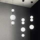 White Glass Round Ball Pendant Ceiling Chandelier Designer 4 Head LED Cafe Bar Bedroom Kitchen Hanging Lamp Fixture
