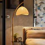 Foyer Wabi Sabi Canvas Shades Led Floor Lamp Nordic Bamboo Design Metal Floor Light Nordic Minimalism Living Room Lusters Lamp