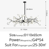 Creativity Firefly LED Chandelier Black Gold for Living Room Bedroom Hall Home Decor Indoor Lighting Minimalist Ceiling Pendant