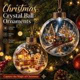 Acrylic Material Christmas Ball Ornament with Light Transparent Design Santa Claus Pendant 8CM Size Hanging Christmas Decoration