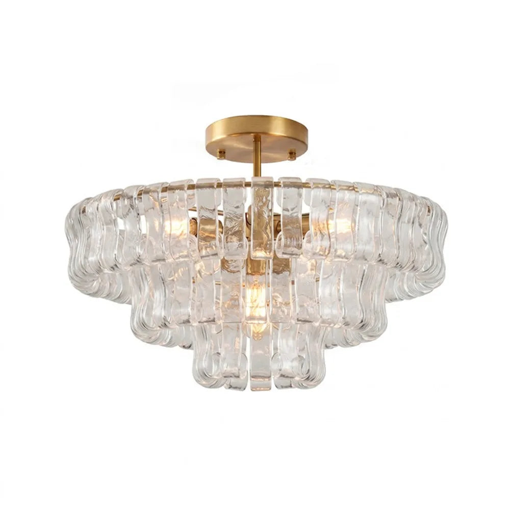 Italian Murano Glass Ceiling Chandelier Light - Handcrafted Luxury Flush Mount Pendant Fixture for Living Room, Bedroom & Restaurant Decor