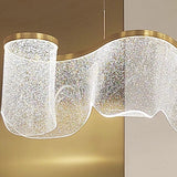 Modern Acrylic Hanging Chandelier Light Fixture Wave Shaped Pendant Lamp for Dining Room Home Decor