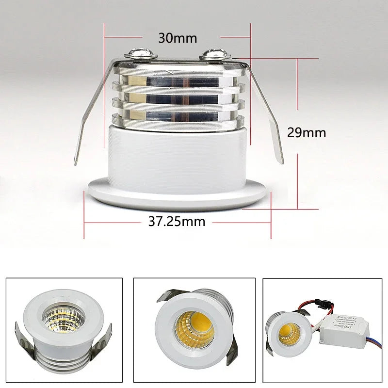 Dimmable embedded Ceiling LED canister light COB Small Spot Light 3W AC90V-265V Driver Included for home showcase cabinet hotel