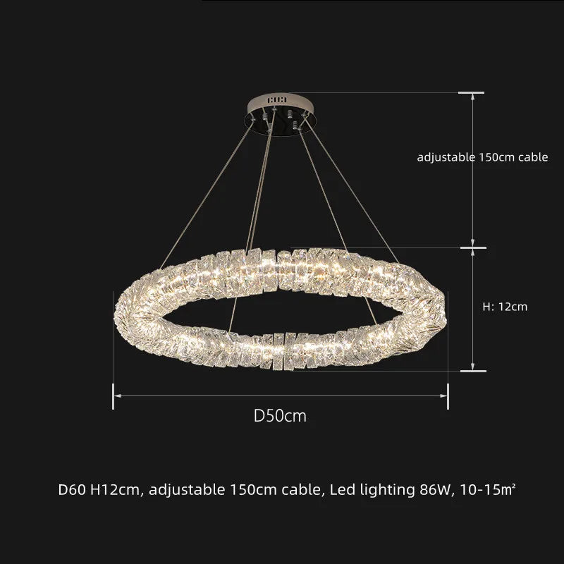 Modern Luxury K9 Crystal Led Dimmable Pendant Lights Living Dining  Room Ring Hanging Lamp Lustre Led Suspend Lamp Decor Fixture