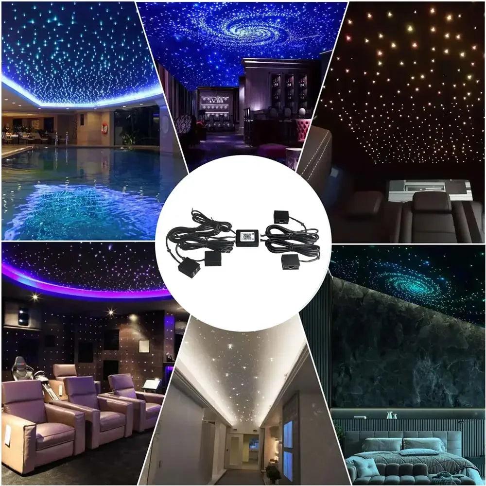1/2/4 Split Fiber Optic Light Kit - RGBW Starry Sky Lamp with Bluetooth App & Music Sync - Distributed Ceiling Star Light for Car & Home