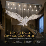 Modern Luxury Eagle Crystal Chandelier Large Pendant Ceiling Light for Living Room Villa Hotel Lobby Staircase Decor