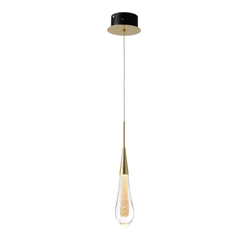 Modern Creative LED Lamp Pendant ForStair Lamp,Duplex Building Villa,Apartmenthigh Hanging Simple Crystal Gold Flowing Waterdrop