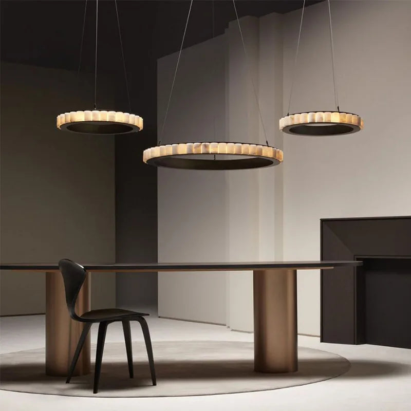LED Luxury Marble Golden Black Lustre Hanging Lamp Chandelier Lighting Suspension Luminaire Lampen For Living Room