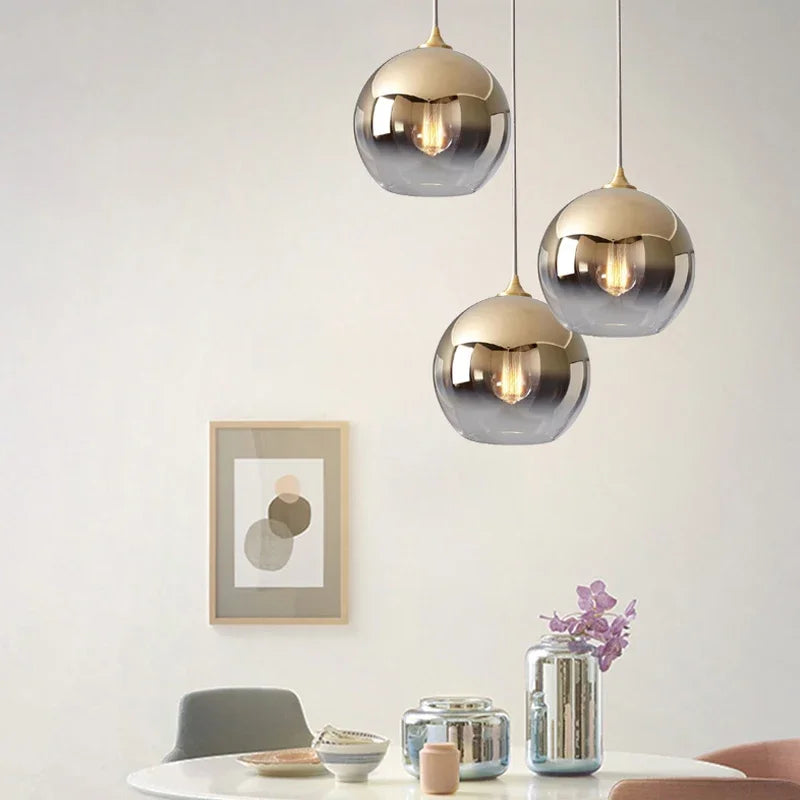 Nordic Modern Minimalist Creative Bedroom Bedside Lamp Whole House Cafe Restaurant Bar Round Glass Small Chandelier